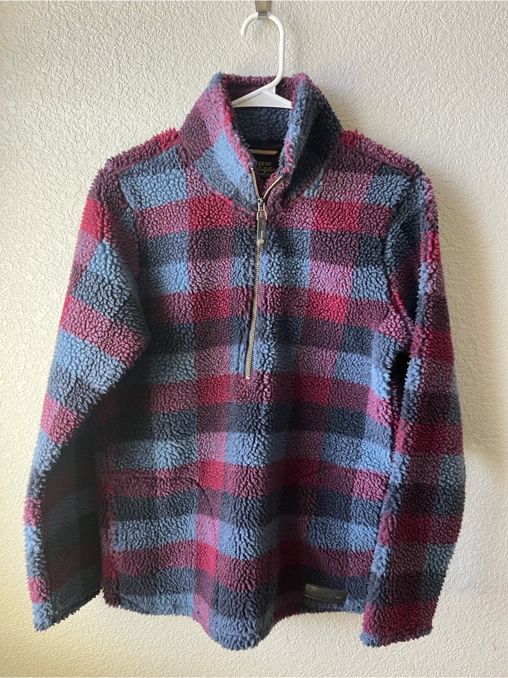 Women’s Noble Outfitters Half-Zip Pullover with Pockets - Blue & Burgundy Plaid
